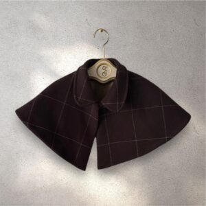 The Capelet in chocolate windowpane brushed wool