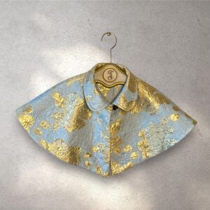 The Capelet reversable pale blue crepe & gold foil flower