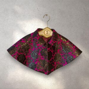 The Capelet reversable fuchia & olive green jacquard