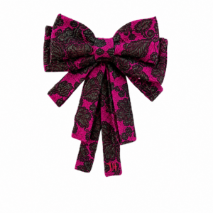The fuchsia & dk green jacquard bow