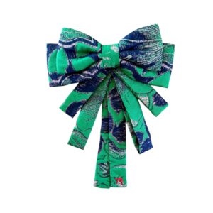 The green & navy jacquard bow