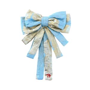The pale blue & gold foil jacquard bow