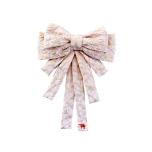 The pale pink flower jacquard bow